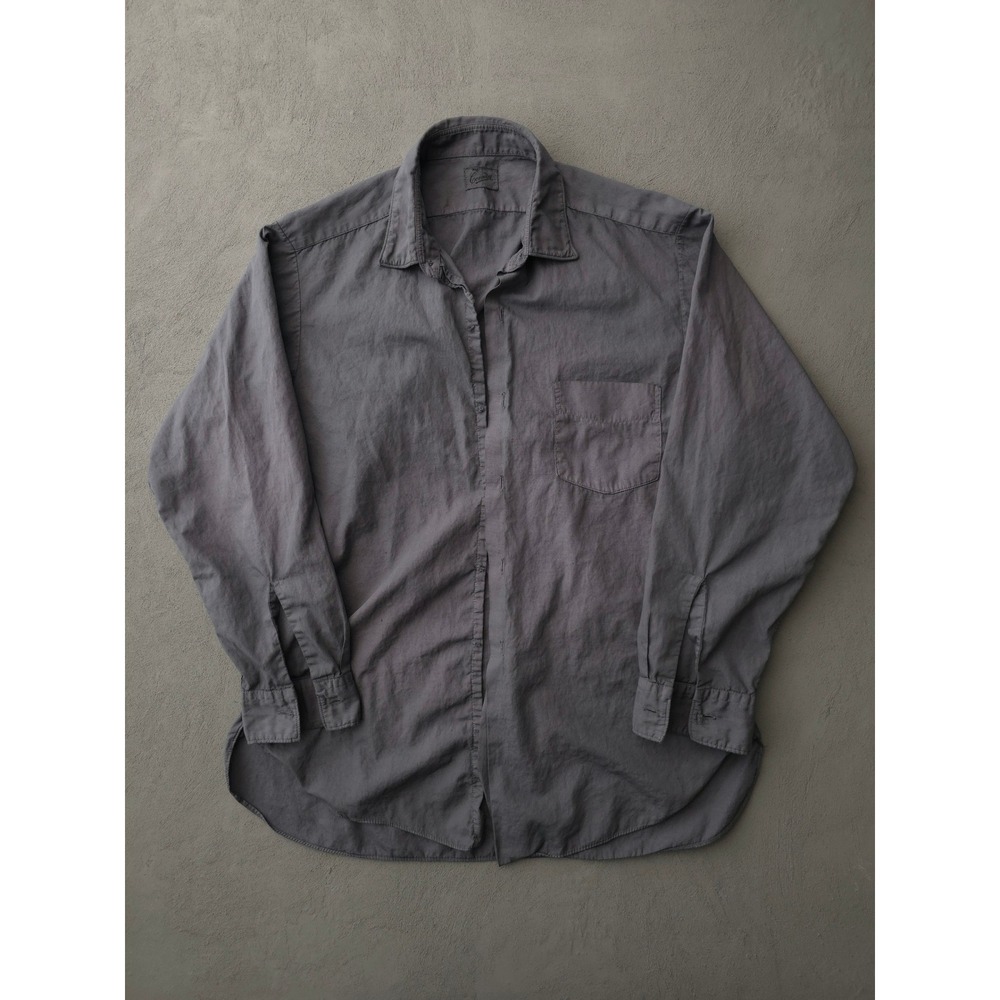 Conway Button Down Shirt Mens XL Charcoal Grey Overdyed Distressed 1940s